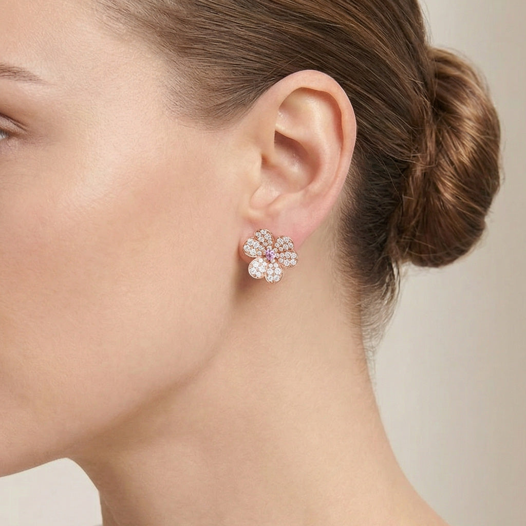 Van Cleef & Arpels Frivole Pink Flower Earrings