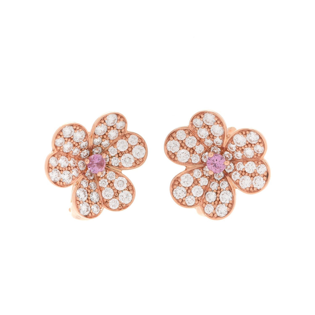 Van Cleef & Arpels Frivole Pink Flower Earrings