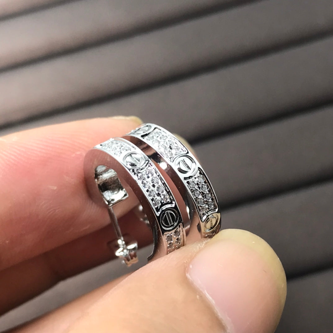 Cartier Love Pavé Hoop Earrings