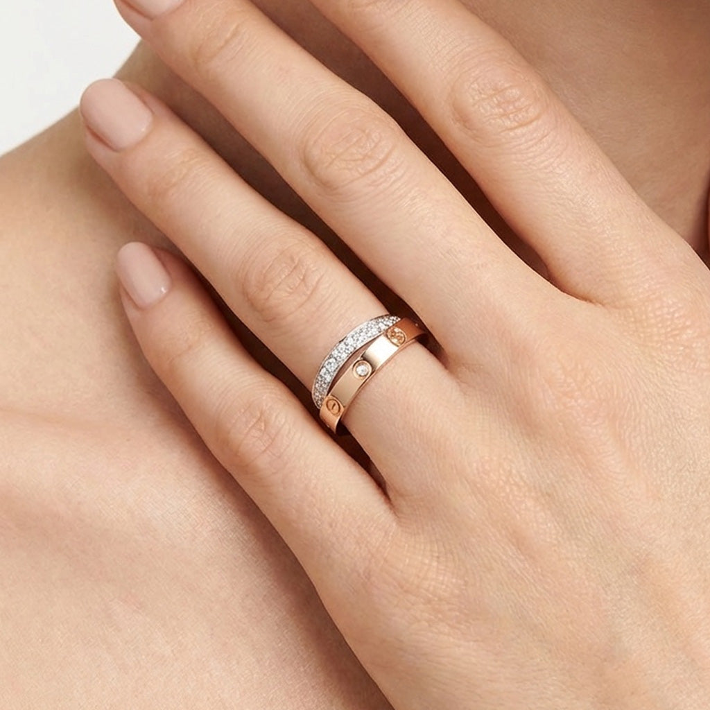 Cartier Love Pavé Double Band Ring
