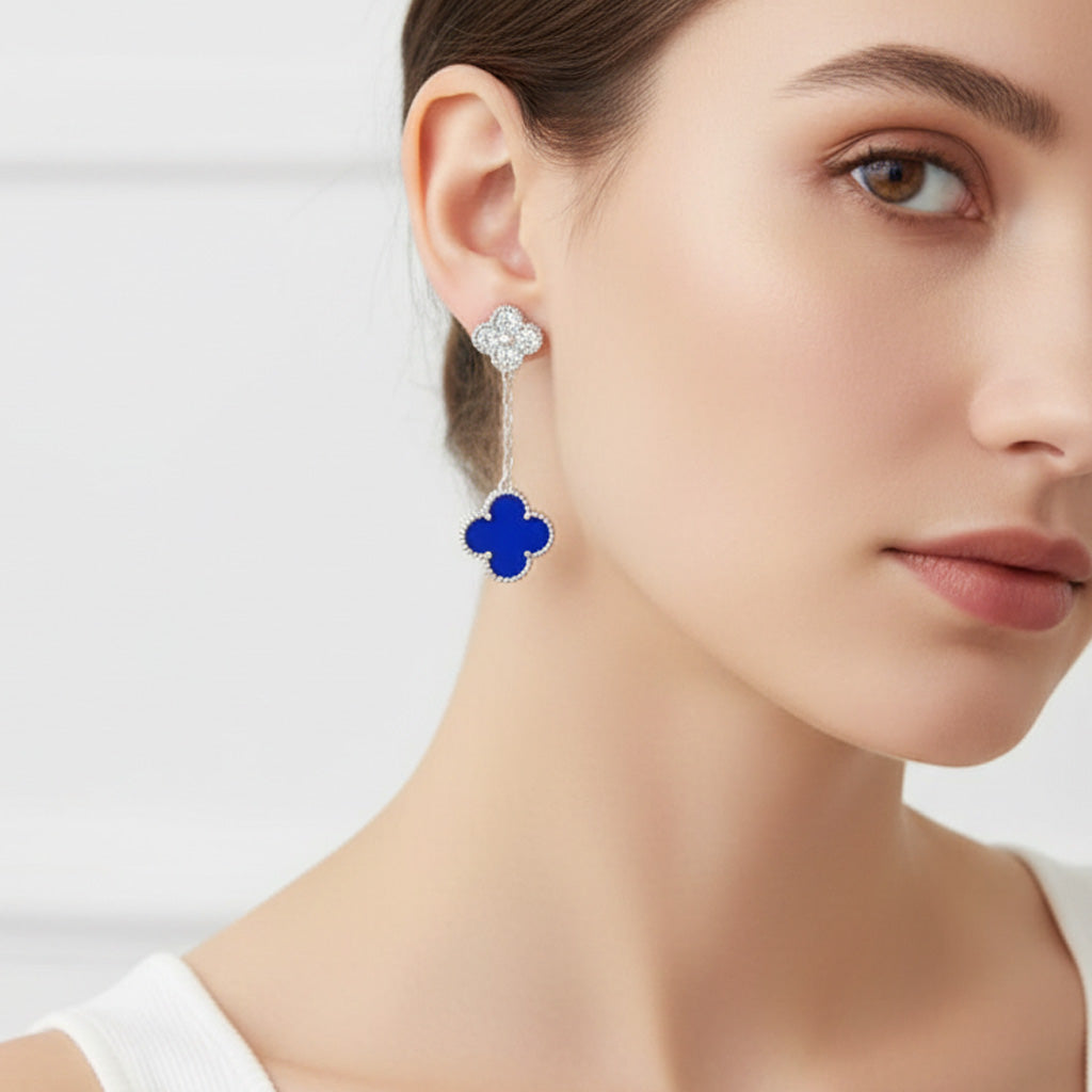 Van Cleef & Arpels Magic Alhambra Blue Agate Earrings