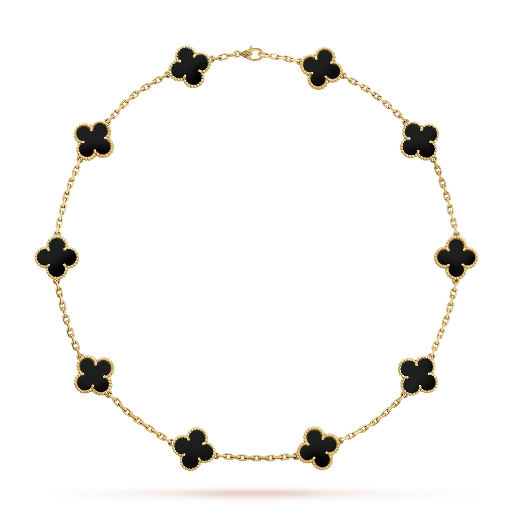 Van Cleef & Arpels Vintage Alhambra Black 10 Motifs Clover Necklace
