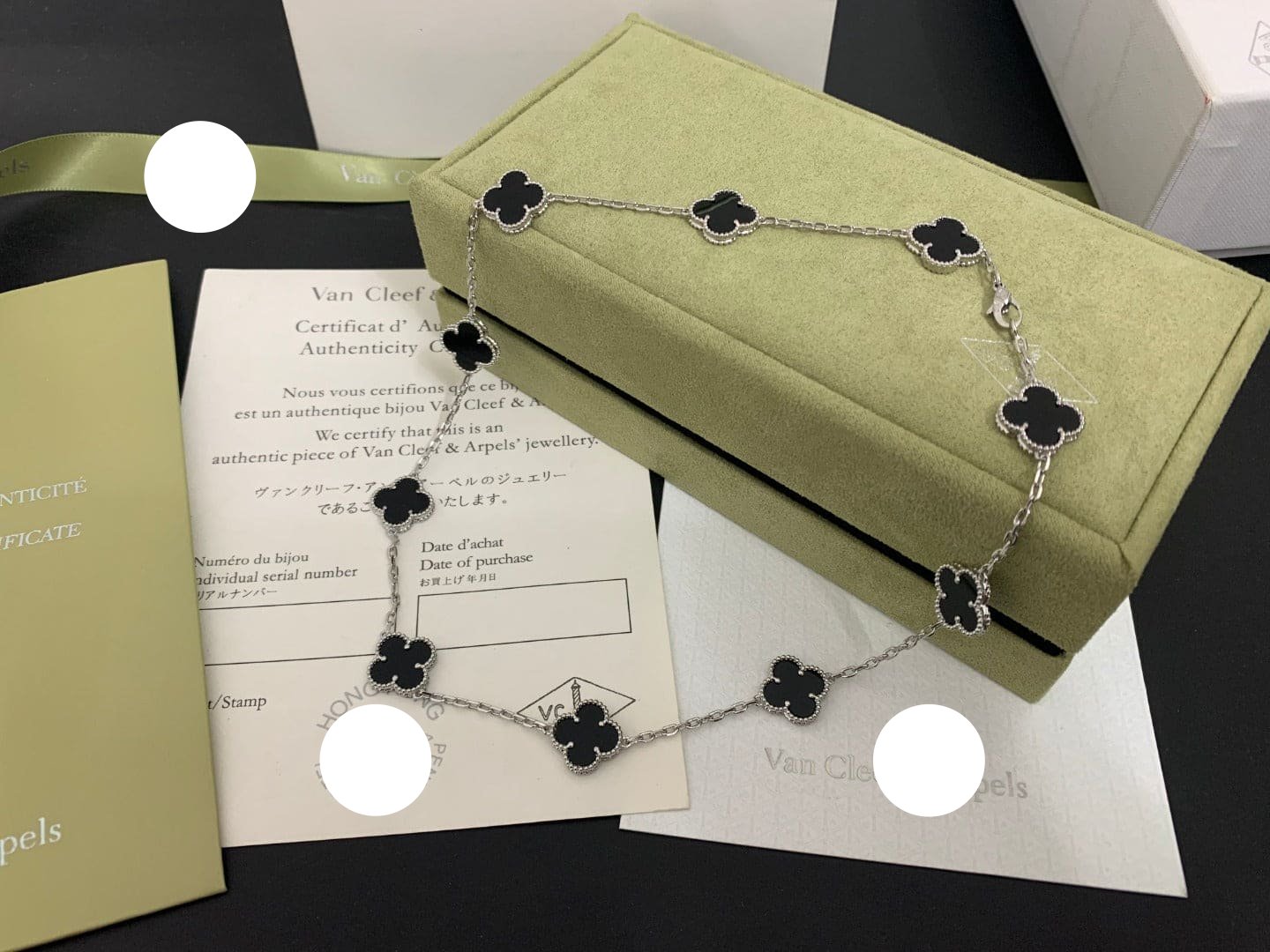 Van Cleef & Arpels Vintage Alhambra Black 10 Motifs Clover Necklace