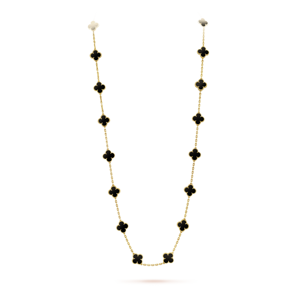 Van Cleef & Arpels Vintage Alhambra Black Onyx 20 Motifs Long Necklace
