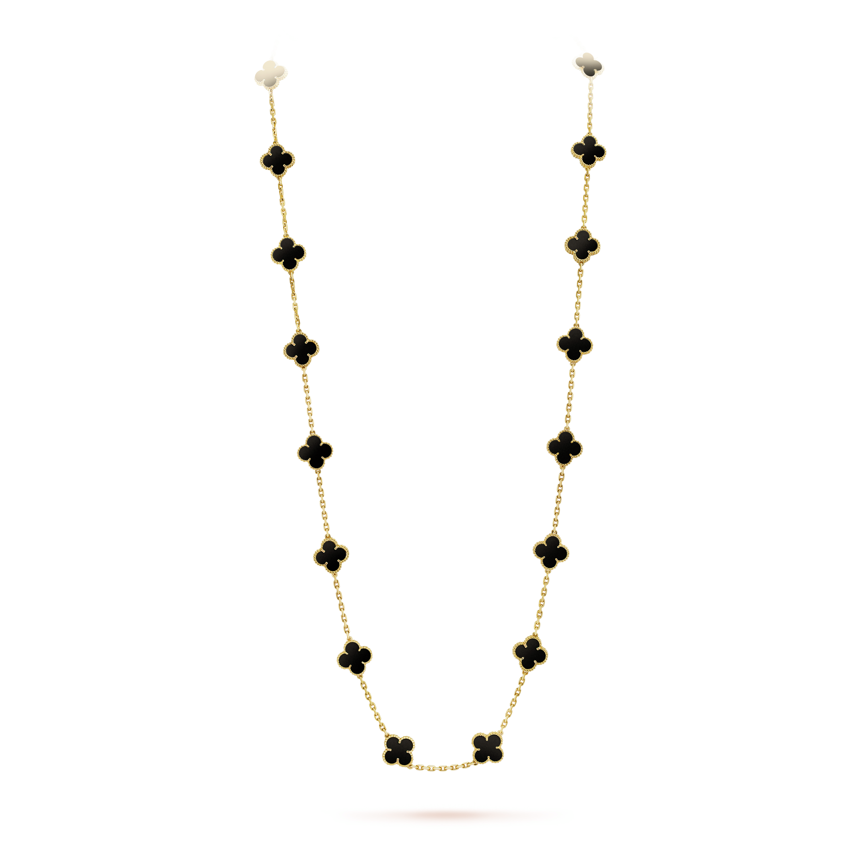 Van Cleef & Arpels Vintage Alhambra Black Onyx 20 Motifs Long Necklace