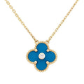 Van Cleef & Arpels Vintage Alhambra Blue Agate Clover Necklace