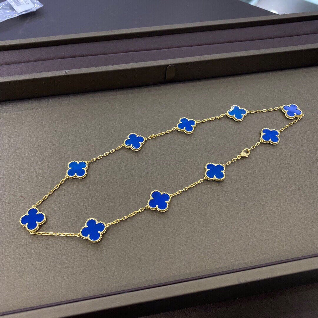 Van Cleef & Arpels Vintage Alhambra Blue Lapis 10 Motifs Necklace