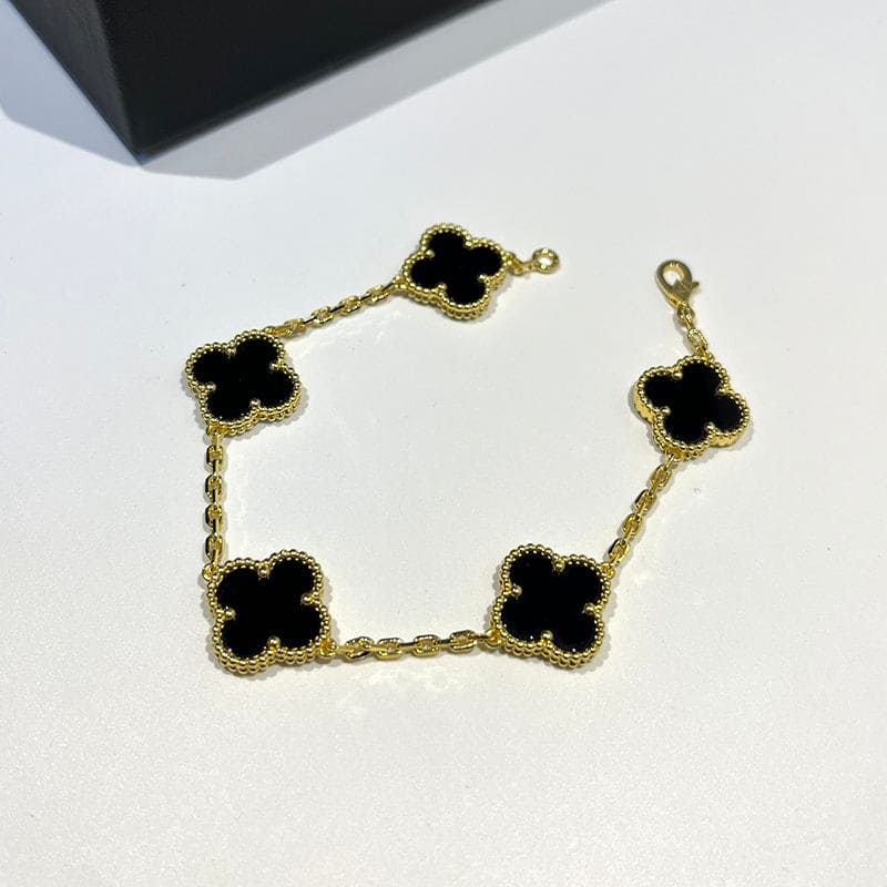 Van Cleef & Arpels Vintage Alhambra Five Motifs Black Clover Bracelet