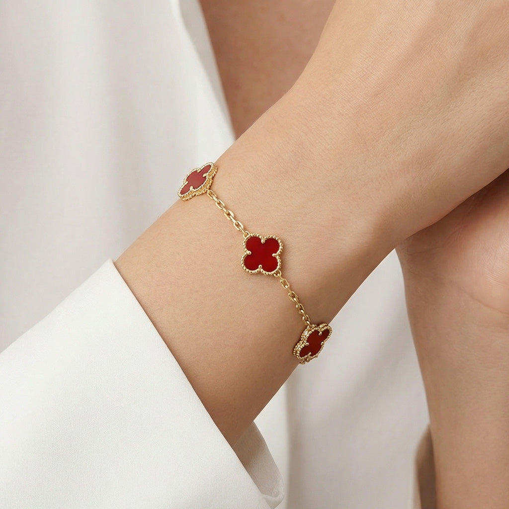 Van Cleef & Arpels Vintage Alhambra Five Motifs Carnelian Bracelet