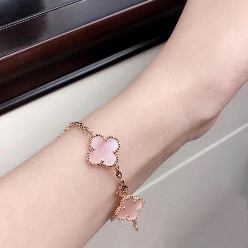 Van Cleef & Arpels Vintage Alhambra Five Motifs Pink Opal Bracelet