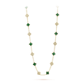 Van Cleef & Arpels Vintage Alhambra Malachite 20 Motifs Long Clover Necklace