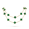 Van Cleef & Arpels Vintage Alhambra Malachite 20 Motifs Long Necklace