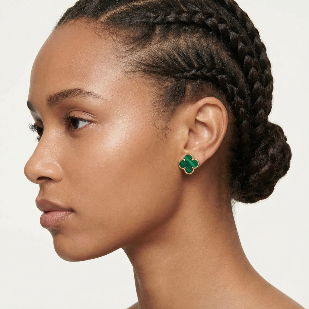 Van Cleef & Arpels Vintage Alhambra Malachite Earrings