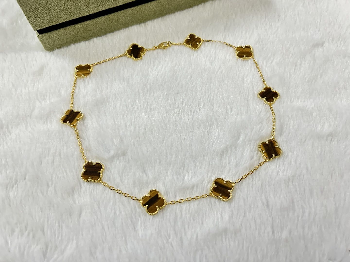 Van Cleef & Arpels Vintage Alhambra Tiger’s Eye 10 Motifs Necklace
