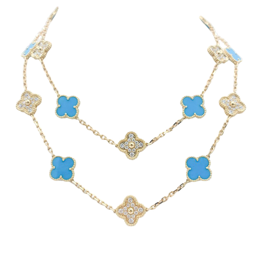 Van Cleef & Arpels Vintage Alhambra Turquoise 20 Motifs Long Necklace