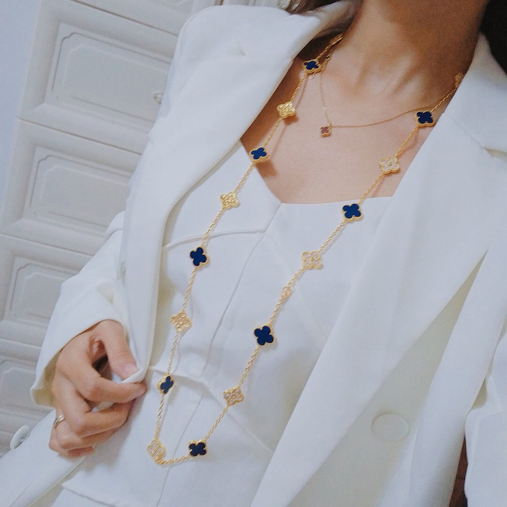 Van Cleef & Arpels Vintage Alhambra Turquoise 20 Motifs Long Necklace